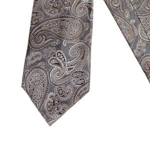 Jos. A. Bank Silk Tie Men’s 60” Gray Paisley Persian Whimsical Designer Wide New